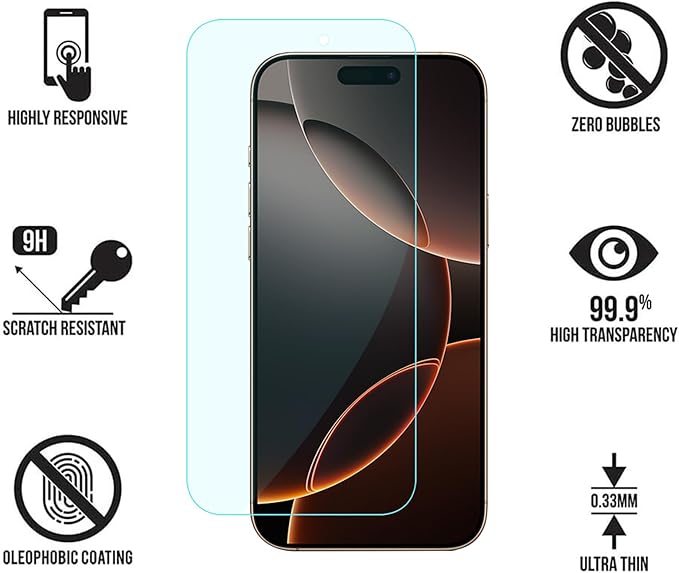 4 Pack Anti Blue Light Screen Protector for iPhone 16 Pro Max [6.9 inch] with Installation Frame,9H+ Anti Blue Light Tempered Glass, Anti-Scratch, Case Friendly