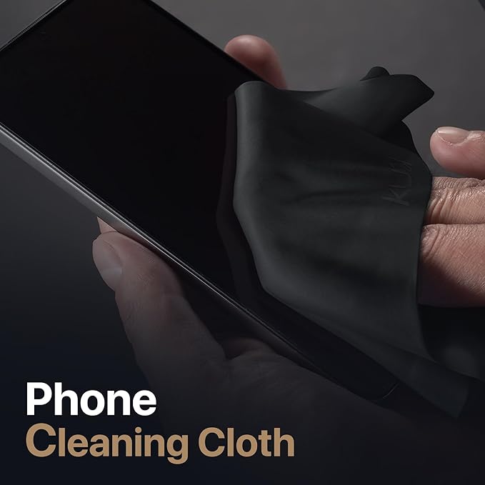 Kuzy 3 Pack Premium Microfiber Cleaning Cloth - Large Reusable Cloth for Glasses, Screens, MacBook Laptops, TVs, and Electronics - Scratch-Free, Lint-Free Cleaner, 3 Pack - Black