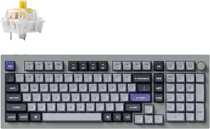 Keychron Q5 Pro QMK/VIA Wireless Custom Mechanical Keyboard, 96% Layout with Programmable Knob, KSA Double-Shot PBT Keycaps with Hot-swappable K Pro Banana Switch for Mac Windows Linux - Gray