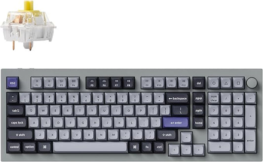 Keychron Q5 Pro QMK/VIA Wireless Custom Mechanical Keyboard, 96% Layout with Programmable Knob, KSA Double-Shot PBT Keycaps with Hot-swappable K Pro Banana Switch for Mac Windows Linux - Gray