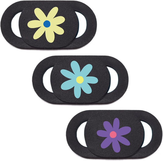 Laptop Camera Cover Slide Webcam Cover for Privacy Fits for Mini PC, PC, Surface, Tablet, Desktop Computer, Smart Phone - 3 Packs, Flower