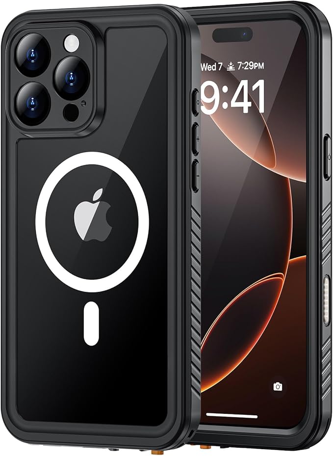Lanhiem Magnetic for iPhone 16 Pro Max Case, Waterproof Dustproof Cover [Built in Screen Protector] [Compatible with MagSafe], Full Body Heavy Duty Phone Case for iPhone 16 Pro Max - 6.9” (Black)