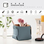 HOMIEAZICOZI 2-Pack Cork Leather Desk Accessories Storage - Pencil Pen Holder - Makeup Brush Holder Organizer - Stylish Addition to Home Decor (Light Blue)