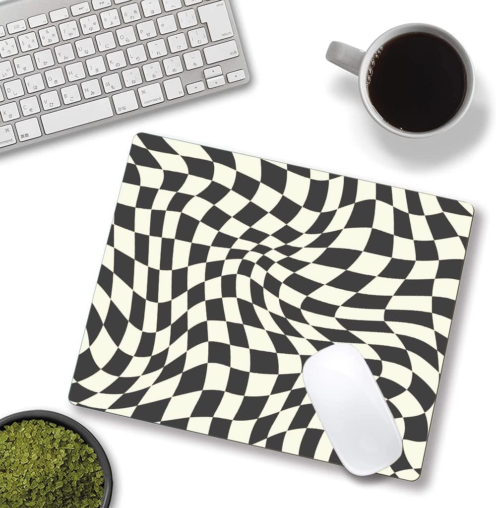 Mouse Pad, Black White Checkered Mouse Pad, Square Mouse Mat Waterproof Computer Mousepad Non-Slip Rubber Base Mouse Pads for Office Laptop