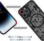 AIGOMARA Case for iPhone 15 Pro [Compatible with MagSafe] Black Ribbon Bow Pattern Design Soft TPU Bumper Hard PC Back Anti-Fall Shockproof Protective Slim Magnetic Cover for Women Girls