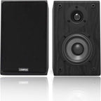 LONPOO Passive Bookshelf Speakers, 75W x 2 Classic Wooden Near Field Monitors with 4-Inch Carbon Fiber Woofer &1-Inch Silk Domed Tweeter 2-Way Loudspeakers,Amplifier Required (Not Inlcuded)