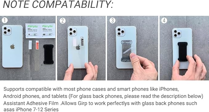 Phone Grip Holder for Hand, Universal Finger Strap Phone Holder, Finger Selfie Grip Compatible with Most Smartphones (Black Purple) -2Pack