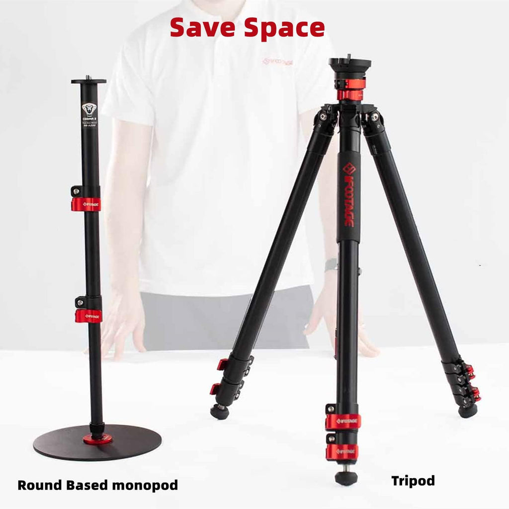 IFOOTAGE Cobra RB-A300,Round Base Monopod,Professional Camera Aluminium Monopod with Quick Adjustment Height Buckle,Compatibility DSLR Cameras Camcorders(151cm/59.44Inc)