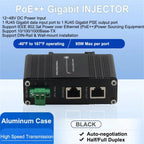 Industrial PoE++ Gigabit Injector 12-48VDC Input - Din Rail/Wall Mount,IEEE 802.3 at,Outdoor Rated Networking Power Supply 95W Ethernet Over Power for Industrial Devices and Camera