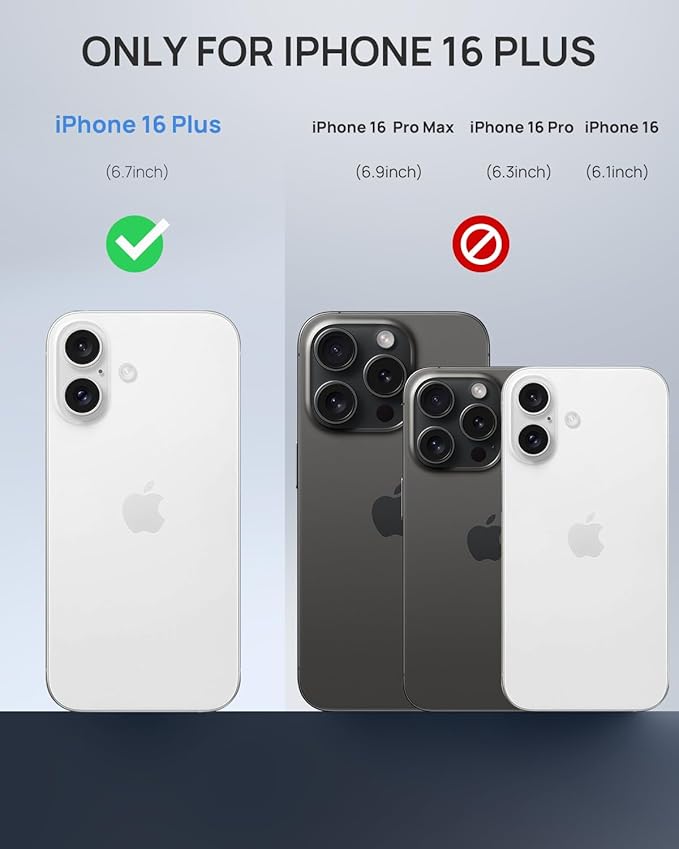 Lanhiem Magnetic Case for iPhone 16 Plus, IP68 Waterproof Dustproof Phone Case, [Compatible with Magsafe] [Built-in Screen Protector] Full Body Heavy Duty Rugged Phone Cover 6.7 inch, Black