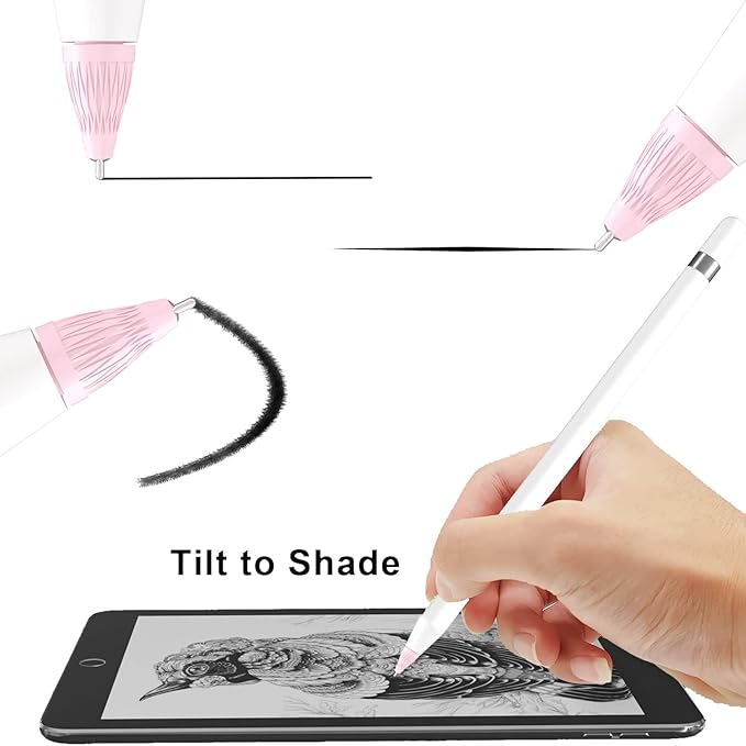 Upgraded Pencil Tips fits for Apple 2nd 1st Gen USB-C iPad Pro Pencil,No Wear Out Fine Point Apple Pen Tip &Noiseless Friction Nib Covers Set, Make iPencil 1 / Pencil 2 Work Like a Charm,Pink