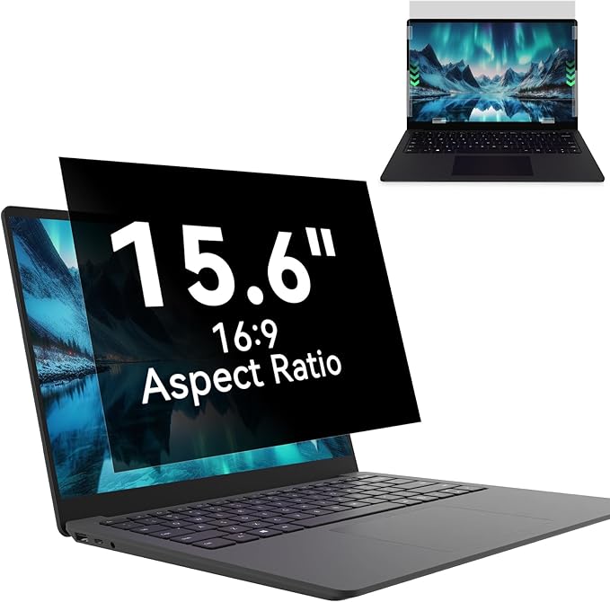 Laptop Privacy Screen 15.6 Inc for 16:9 Aspect Ratio Screen Protector, Anti-Glare Blue Light Laptop Screen Privacy Shield Removable 15.6in Filter for Lenovo HP Dell Acer Asus Thinkpad Envy Xps