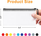 20Pack Mesh Zipper Pouch Bags, Waterproof 9.5x4.5 Inch Pencil Pouches Bulk for Storage, Teacher School, Toys, Puzzle, Office, 10 Colors