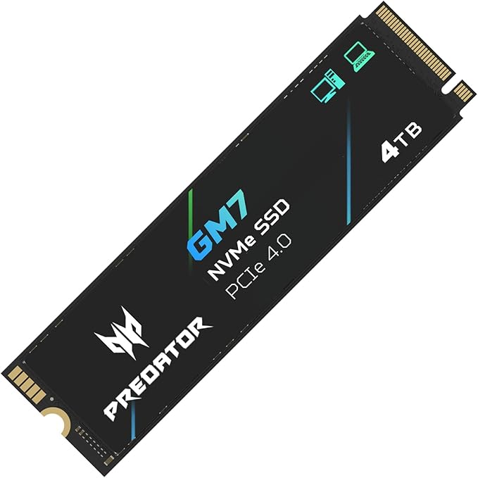 Predator GM7 4TB SSD: M.2 2280 PCIe Gen 4 x4 NVMe 2.0, Read Speed Up to 7400 MB/s, Internal PC Solid State Drive for Laptop, Desktop and PS5 - BL.9BWWR.120