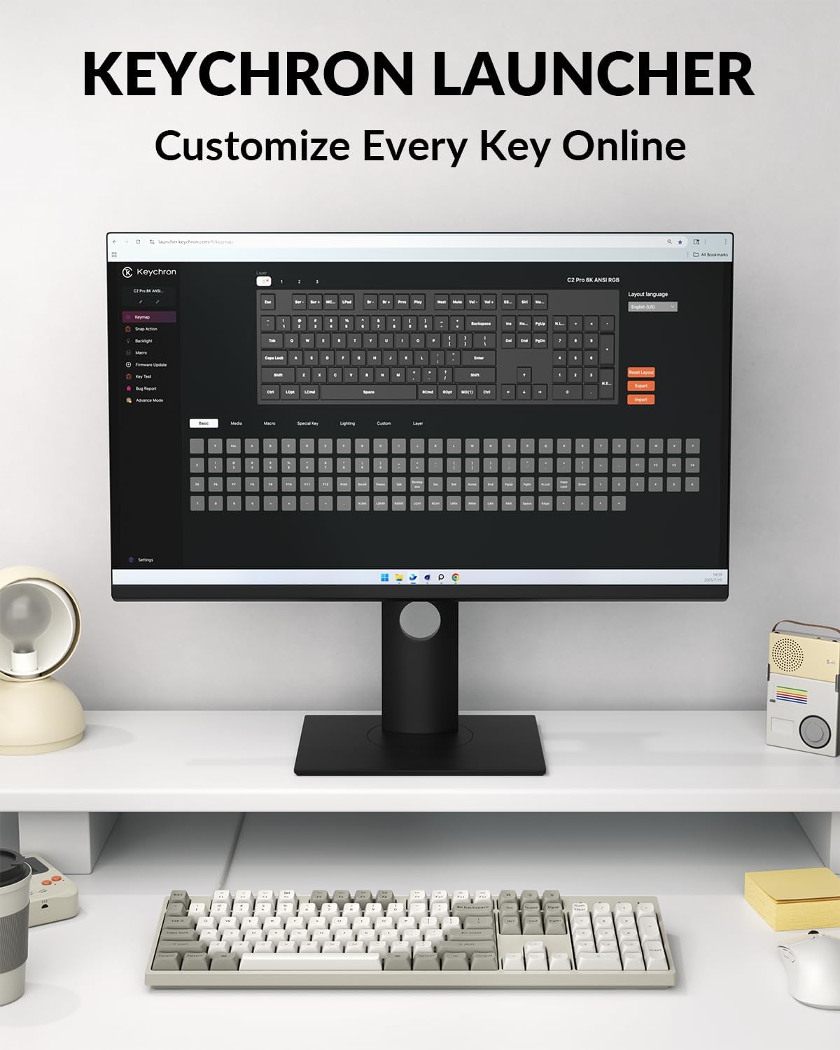 Keychron C2 Pro Wired Mechanical Keyboard with 8K Hz Polling Rate, Full Size Custom RGB Backlit Hot-Swappable, Non-Shine Through PBT Keycaps Compatible with Mac Windows Linux (Silent Red Switch)