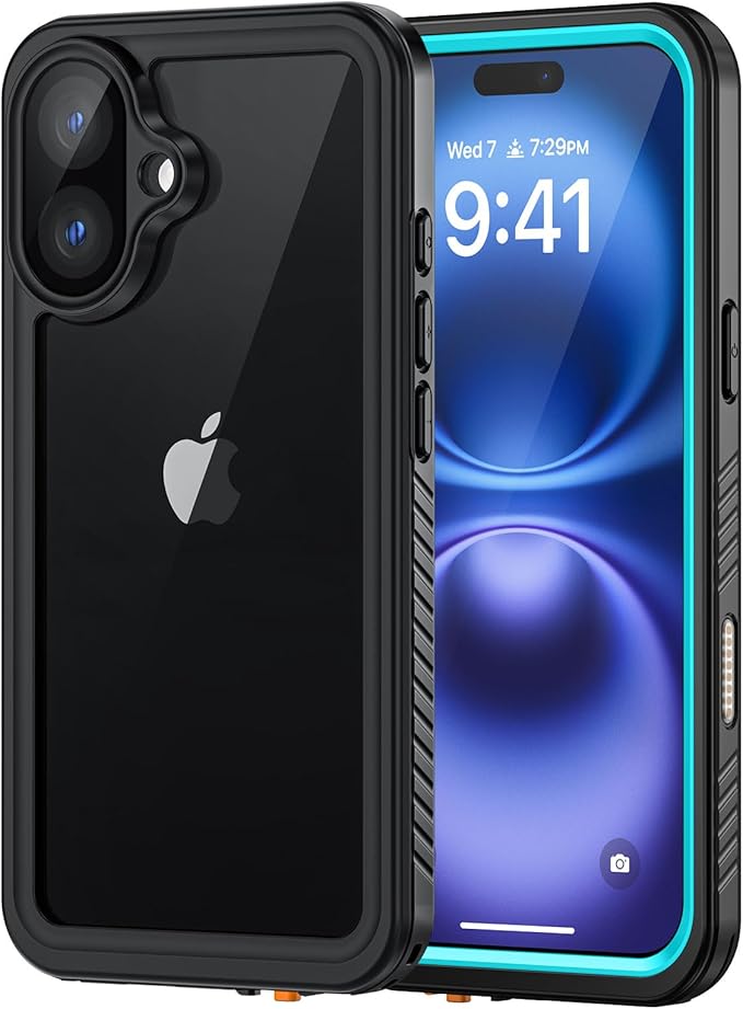 Lanhiem for iPhone 16 Case, IP68 Waterproof Dustproof Shockproof Cases with Built-in Screen Protector, 360 Full Body Protective Heavy Duty Rugged Phone Cover for iPhone 16-6.1 inch (Blue)