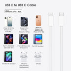 6FT iPhone 17/16/15 USB C to USB C Cable for iPhone 16E,17Air, 17 16 15 Pro Max, 15/16 Plus Woven Cable, AirPods 4/ AirPods Pro (2nd/3rd Gen), iPad 10th Gen iPad Pro iPad Air 5th 4th Charger Cable