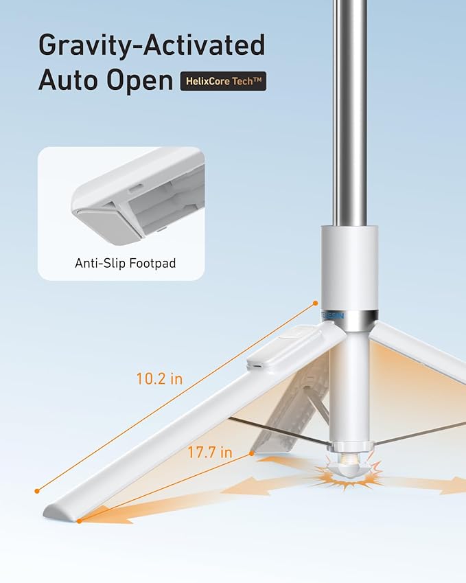 TELESIN 70" Phone Tripod Stand, Gravity-Activated Auto-Open Selfie Stick, Extendable Cell Phone Stand with Magnetic Bluetooth Remote, 360° Adjustable Travel Phone Tripod for iPhone/Android