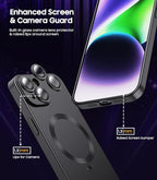 Magnetic for iPhone 14 Plus Case [Compatible with MagSafe][Built-in Camera Lens Protector] Slim Soft Silicone Bumper Shockproof Metallic Luster Phone Case (Black)