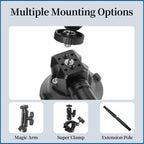 FIFIELD 3inch Suction Cup Camera Mount with Ball Head Magic Arm, 1/4" ARRI Holes, Quick Release Car Mount with Phone Holder & Action Camera Adapter Compatible with DJI OSMO Pocket 3 Insta360 iPhone