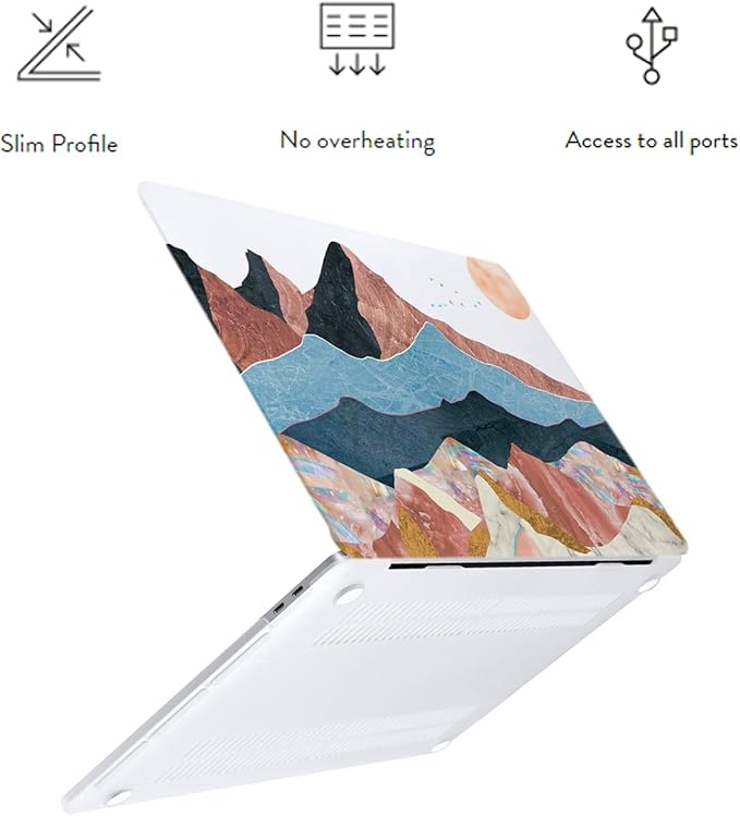LanBaiLan Compatible for MacBook Pro 13 inch with Touch Bar 2022 2020 2019 2018 2017 2016 M1 M2 A2338 A2289 A2251 A2159 A1989 A1706 A1708, Laptop Hardshell Case & Keyboard Cover, Art Mountain