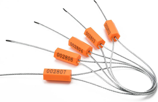 100PCS Steel Cable Seals Metal Security Seal Numbered Metal Truck Trailer Seals Security Tags Tamper Evident Tags Container Seals Pull Tight Steel Wire Seals