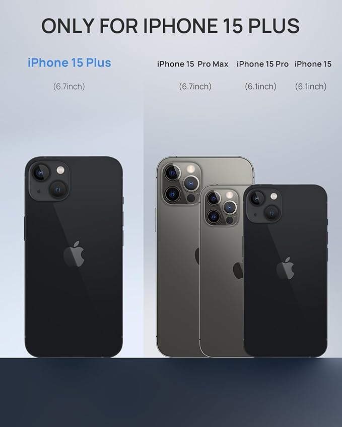 Lanhiem Magnetic for iPhone 15 Plus Case, IP68 Waterproof Dustproof Case, [Compatible with Magsafe] [Built-in Screen Protector] Full Body Heavy Duty Rugged Phone Cover 6.7 inch, Black/Clear