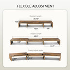 AMERIERGO Dual Monitor Stand Riser- 3 Shelf Screen Stand with Adjustable Length and Angle, 2 Extra Functional Slot Desktop Organizer Stand for PC, Computer, Laptop (Rustic Brown)