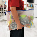 AUSTARK 20 Pcs Zipper File Bags, Plastic Mesh Pouch, Board Game Storage Bag, Waterproof Bags for Office School (A3 Size 16.9''x12'', White and Blue)