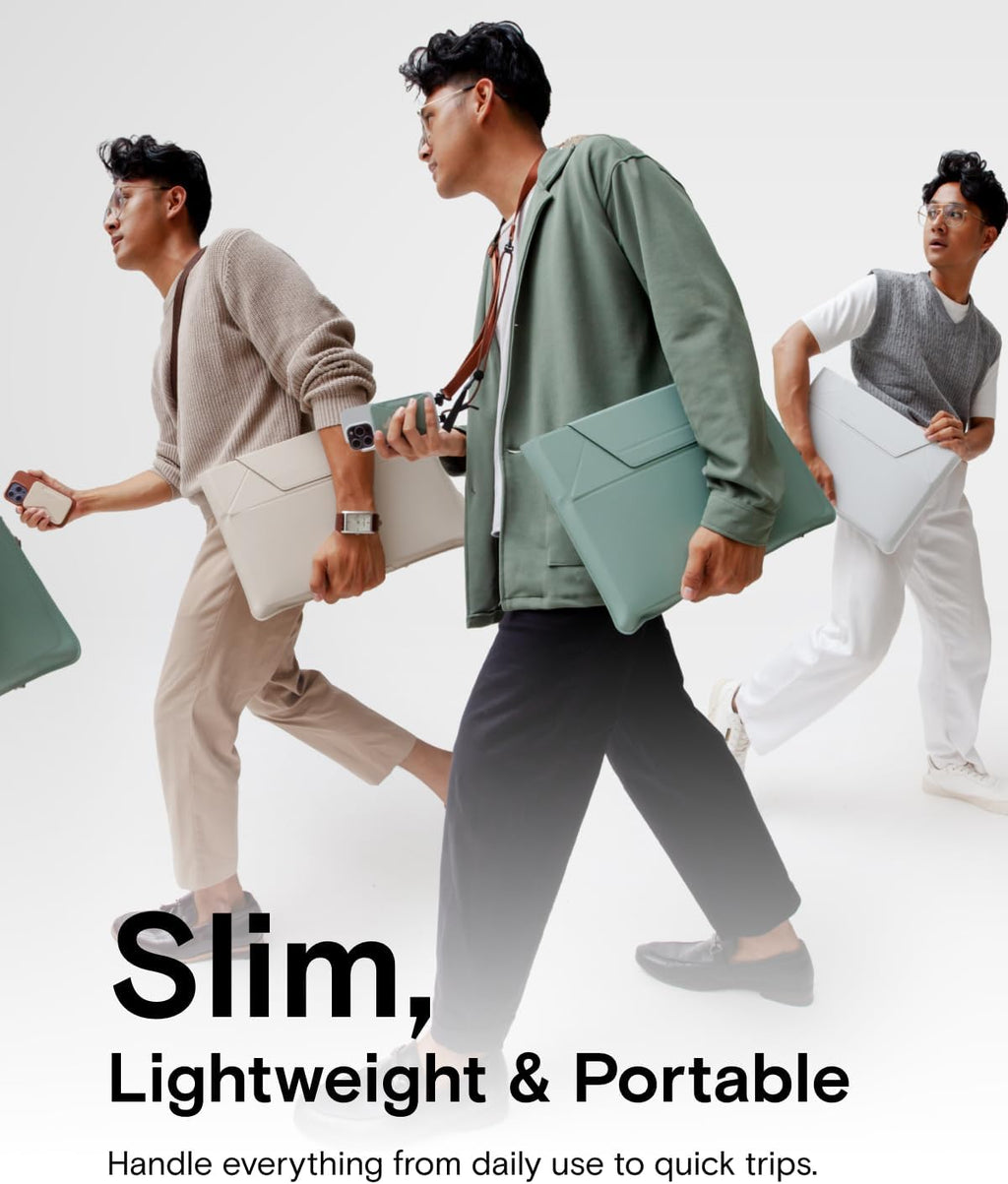 MOFT Laptop Carry Sleeve, 2-in-1 Laptop Bag & Stand for 13" MacBook Air/Pro & Dell/HP/Lenovo/Asus, Stylish Slim Computer Sleeve Bag with Expandable Storage for Computer Accessories, Night Black