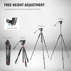 NEEWER 72" Fluid Head Video Tripod Monopod, Aluminum Alloy QR Plate Compatible with DJI RS Gimbal, 360° Pan & +90°/-70° Tilt for DSLR Camera Camcorder, Max Load 13.2lb/6kg, TP72A