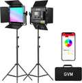 GVM 800D RGB LED Video Light, 2026 Upgraded Panel Light with Optical Lens & 6X Brighter (19500 Lux/0.5m), 3200K-5600K Bi-Color, 20 Scene Modes & CRI97+, Studio Lights, Photography Lighting, 2-Packs