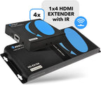OREI 1x4 HDMI Extender Splitter Over Single Cable CAT6/7 1080P With IR Remote EDID Management - Up to 400 Ft - Loop Out - Low Latency Black