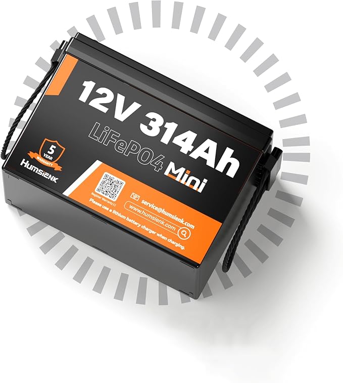 12V 300Ah (314Ah) LiFePO4 Lithium Mini Battery, Max. 4019Wh Energy, 15000+ Deep Cycles, 100A BMS Lithium Iron Phosphate Rechargeable Battery Great for RV, Marine and Off Grid Applications