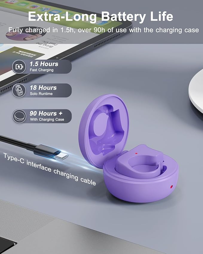 TikTok Scrolling Ring Remote Control, Camera Shutter Remote, Wireless Bluetooth Scrolling Ring for iPhone, iPad, iOS, Android - Purple