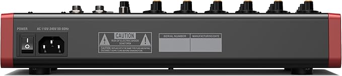 8 Channel Audio Interface Sound Board Mixing Console XLR 1/4 inch Jack USB Bluetooth Echo Delay Effect, Input 48V Phantom Power Stereo DJ Mixers for Podcasting