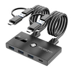 USB C Switch&USB A Switch 2 in 1,USB switcher 2 Computers Sharing USB C & A Devices, 4 Port USB Switcher Sharing Keyboard and Mouse/Printer/Scanner USB 3.0 KVM Switch(Not Support Charging/Monitor)