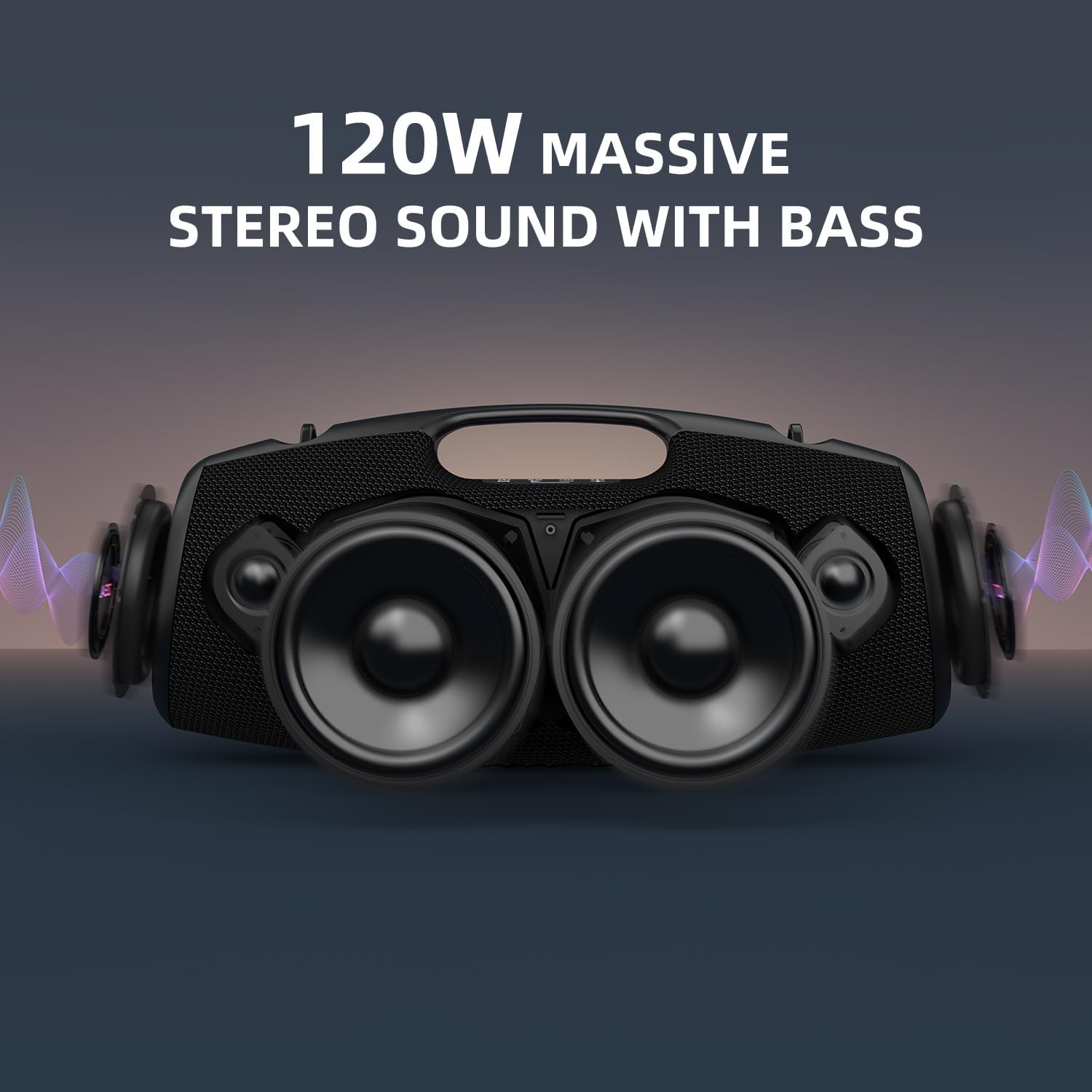 ZEALOT Bluetooth Speaker,120W Wireless Outdoor Speaker with Subwoofer,IP67 Waterproof with LED Light,Bluetooth 5.2 for Camping,Beach,Gifts(Black)