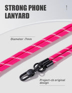 project-cb Phone Lanyard×1,Phone Tether Tab×2,Cell Phone Lanyards for Around the Neck,Rope Lanyard,Universal Adjustable Phone Strap Crossbody,Cell Phone Chain(Magenta)