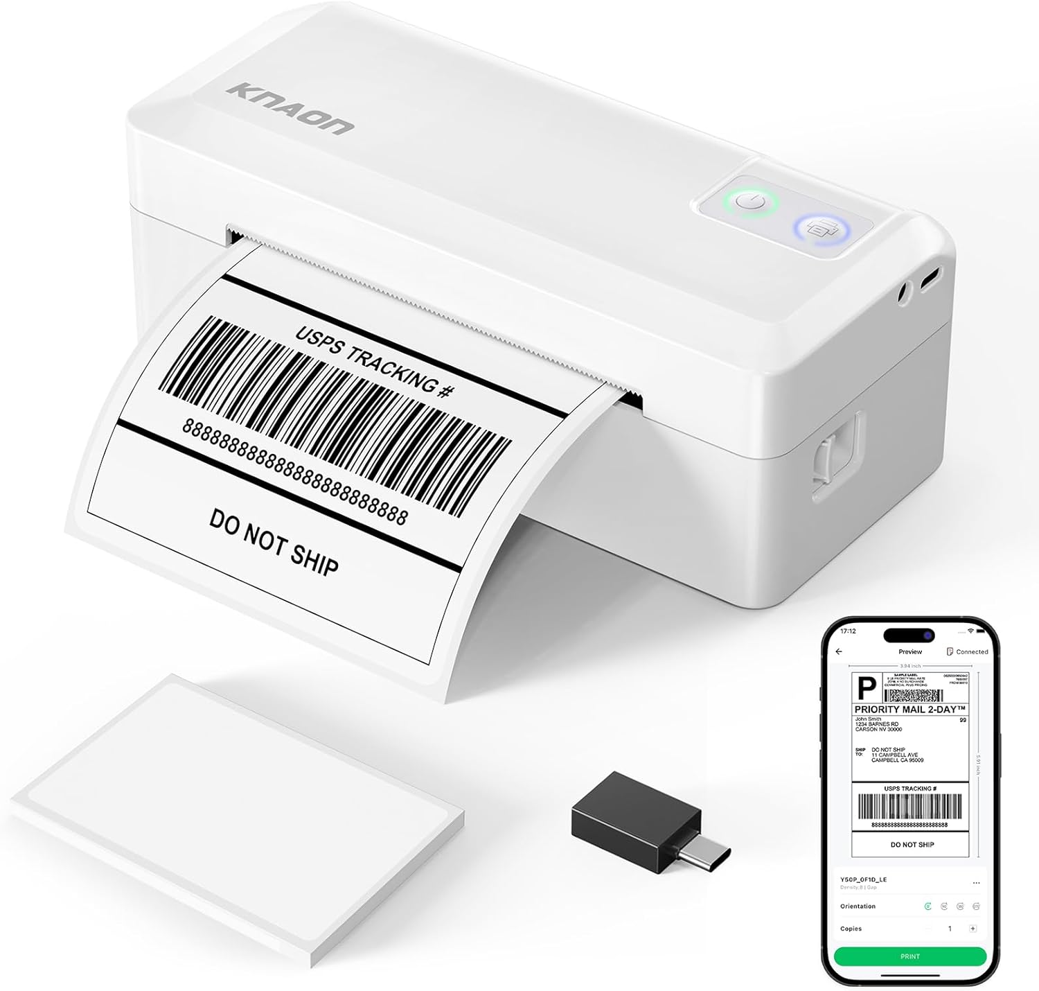 Shipping Thermal Label Printer, 4x6 Portable Label Printer, Bluetooth Label Maker for Small Business, Support iPhone,Android,Windows,Mac,Chromebook,Works with USPS, Ebay,Shopify&More, White