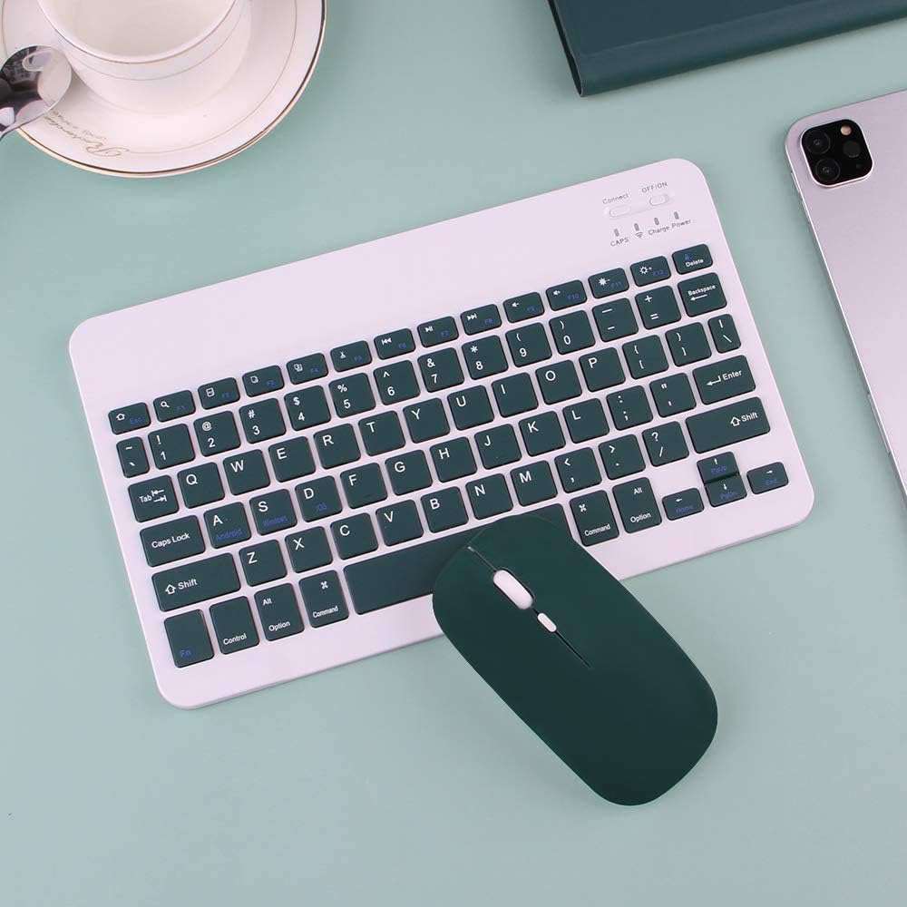 AnMengXinLing Lovely Keyboard Case for iPad 9th/8th/7th Generation with Mouse,Case for iPad9 iPad8 iPad7 10.2 inch with Pencil Holder and Deatachable Keyboard Mouse, Teal