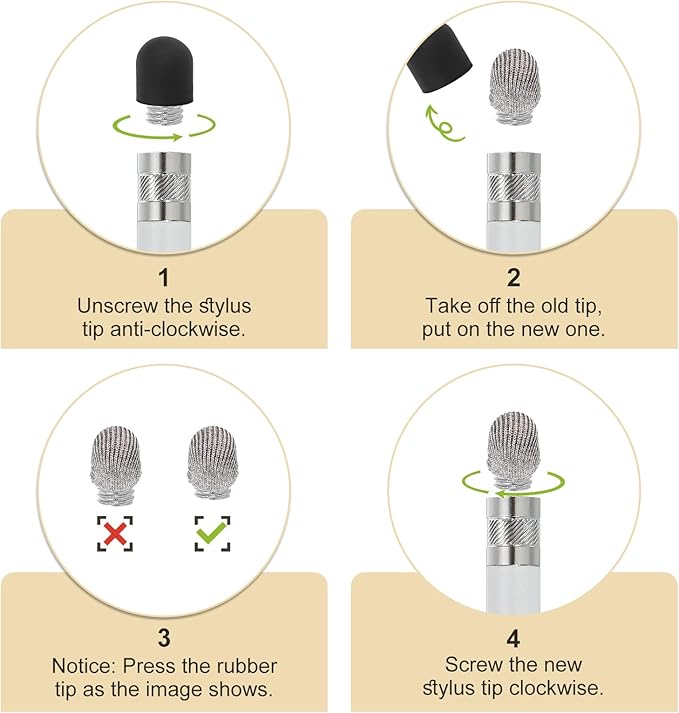 MECCANIXITY 10Pcs Replacement Fiber Mesh Tips for Stylus Pens 6mm Suitable for Capacitive Touch Screen,High Sensitivity,Soft,No Scratch Screen Pen Tip