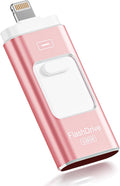 Apple MFi Certified 128GB Flash Drive for iPhone Thumb Drive Photo Stick, USB Memory Stick iPhone Flash Drive for Photos Videos, High Speed Jump Drive Compatible for iPhone/iPad/Android/PC (Pink)