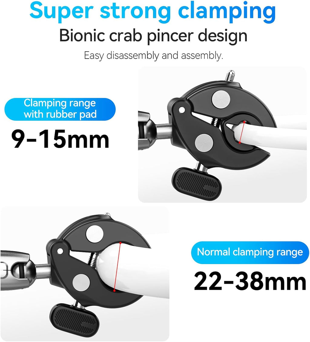 Duall Ball Clamp Mount for Stick Pole Mounting on Bike Bicycle Motorcycle Handlebar Tube Holder Accessories Compatible with GoPro 13 12 11 10 9 8 Insta360 X3 X4 X5 Ace Pro DJI Osmo Nano DJI Action 5/4