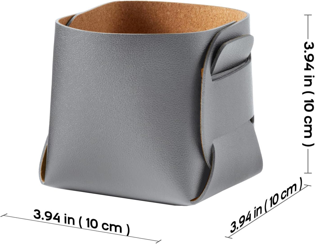 HOMIEAZICOZI 2-Pack Cork Leather Desk Accessories Storage - Pencil Pen Holder - Makeup Brush Holder Organizer - Stylish Addition to Home Decor (Gray)