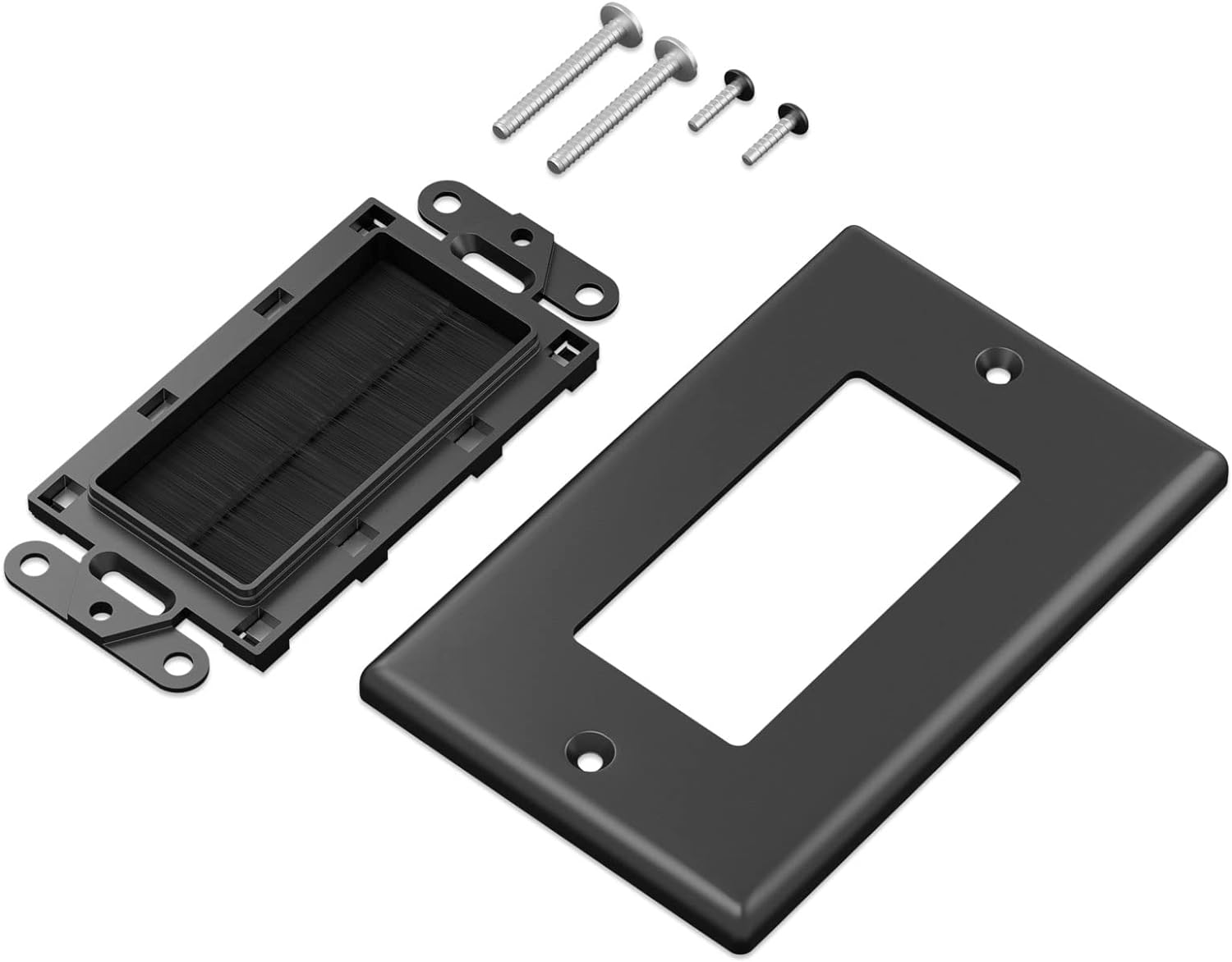 Iwillink Brush Wall Plate (10 Pack), Cable Pass Through Insert for Wires, Single Gang Cable Access Strap, Wall Socket for HDTV, Home Theater Systems - Black