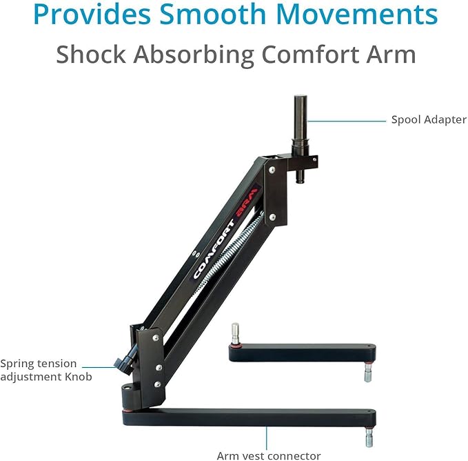 Flycam 5000 Handheld Camera Stabilizer with Comfort Arm Vest. Precise Balancing, Smooth & Fatigueless Operations. Quick Shock Absorption, Free Quick Release, Arm Brace & Table Clamp (FLCM-CMFT-KIT)