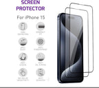 Screen Protector Tempered Glass Compatible with Apple iPhone 15 (2 Pack)
