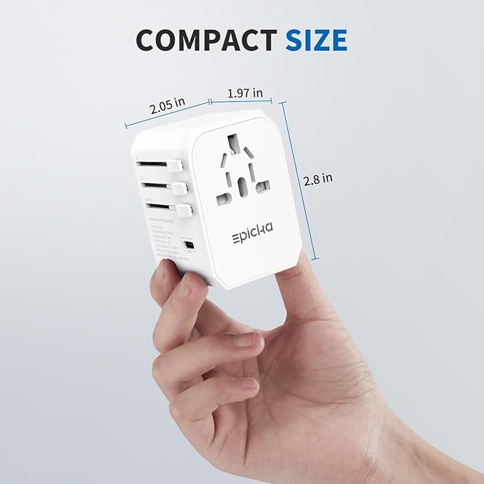 EPICKA Universal Travel Adapter, International Power Adapter with 2 USB-A & 3 USB-C Ports Wall Charger - Worldwide Travel Essentials, European Travel Plug Adapter for UK/US/AU (TA-105C, White)