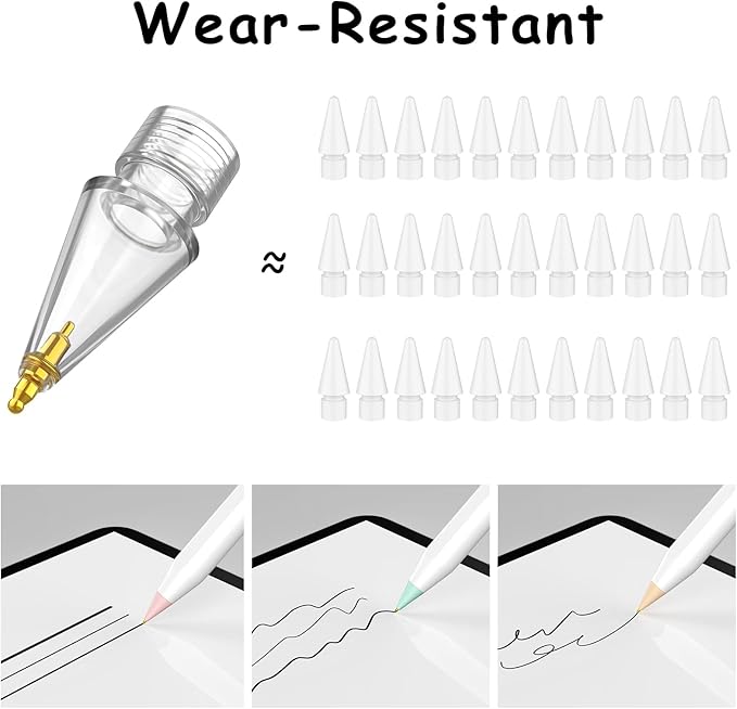 6 Pack Fine Point Replacement Tips Compatible with Apple Pencil 2nd Generation, Apple Pencil 1st Generation & Apple Pencil USB-C Colorful Nibs (Original/Pink/Green/Yellow)